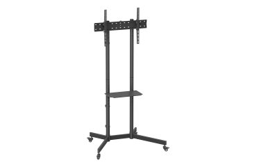 AISENS Soporte De Suelo Eco Con Rueda, Bandeja Para DVD Para Monitor/TV 45kg De 37-70, Negro