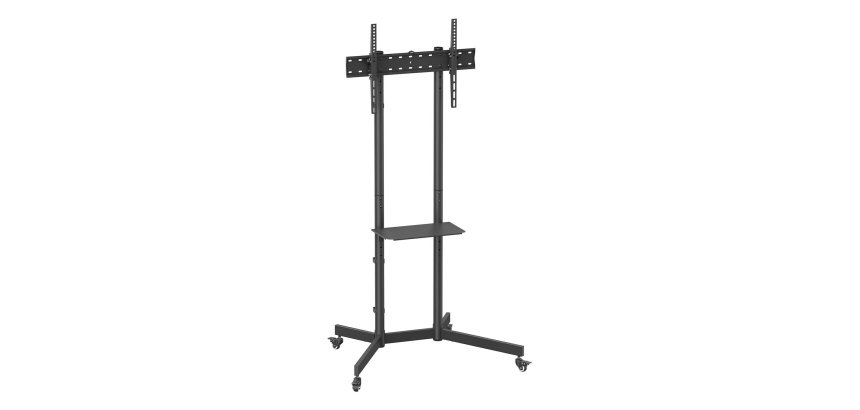 AISENS Soporte De Suelo Eco Con Rueda, Bandeja Para DVD Para Monitor/TV 45kg De 37-70, Negro