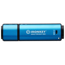 Kingston Technology IronKey Vault Privacy 50 unidad flash USB 64 GB USB Tipo C 3.2 Gen 1 (3.1 Gen 1) Negro, Azul