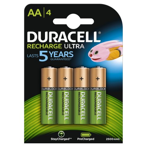 Piles Rechargeables AA 2500 mAh, lot de 4 piles