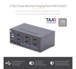 StarTech.com 2-Port Dual-Monitor DisplayPort KVM Switch, 4K 60Hz, 2x USB 5Gbps Hub Ports, 2x USB 2.0 HID Ports, Hotkey and Push-Button Switching, TAA Compliant - ESD Level 3 Protection
