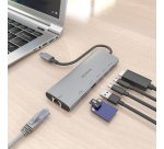 AISENS USB-C Dock 7 en 1, USB-C a 1xHDMI, 1xRJ45, 1xUSB-A 10G, 2xUSB-C 10G, 1xSD, 1xMicroSD, Gris, 20cm