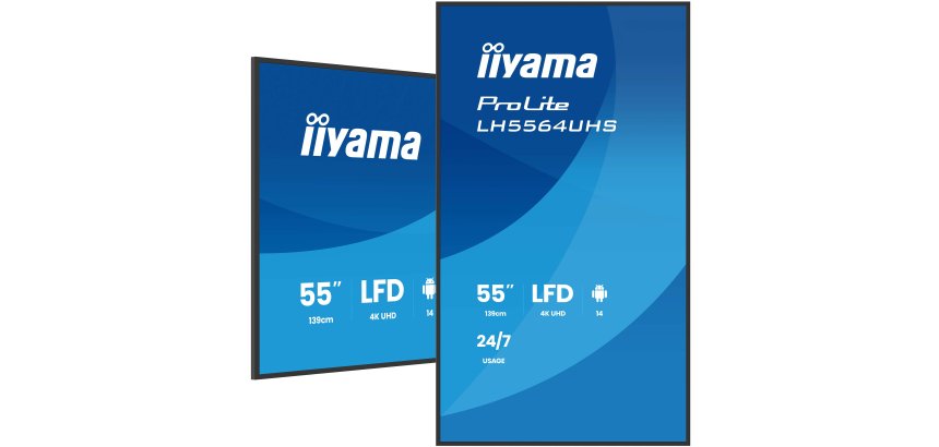 iiyama LH5564UHS-B1AG Écran d'affichage dynamique Écran plat de signalisation numérique 139,7 cm (55") Wifi 500 cd/m² 4K Ultra HD Noir Intégré dans le processeur Android 24/7