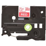Ruban pour PTOUCH laminé Blanc/Rouge brillant 12mmx8m TZE435