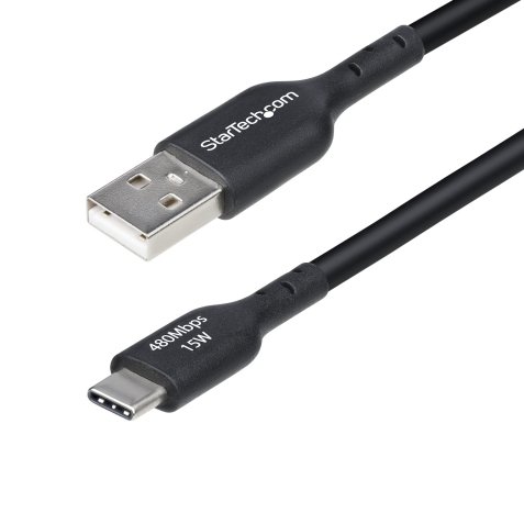 StarTech.com Cable Cargador USB-A a USB-C de 4m - Cable Adaptador USB-A a USB Tipo C - 3A - Cable de Carga y Sincronización - USB 2.0 - Recubrimiento de TPE - M/M - Negro