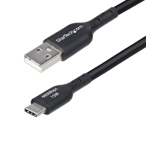 StarTech.com Cable Cargador USB-A a USB-C de 4m - Cable Adaptador USB-A a USB Tipo C - 3A - Cable de Carga y Sincronización - USB 2.0 - Recubrimiento de TPE - M/M - Negro