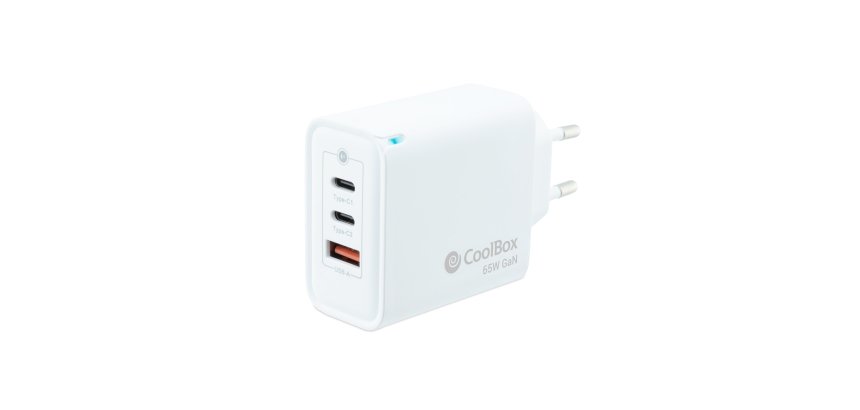 CoolBox CARGADOR GAN 65W USB-C/USB-C/USB-A PARED