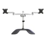 StarTech.com Dual Monitor Stand - Ergonomic Desktop Monitor Stand for up to 32" (17.6lb/8kg) VESA Displays - Free-Standing Articulating Universal Computer Monitor Mount - Adjustable Height - Silver