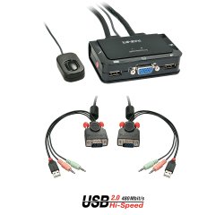 Lindy 2 Port VGA, USB 2.0 & Audio Cable KVM Switch