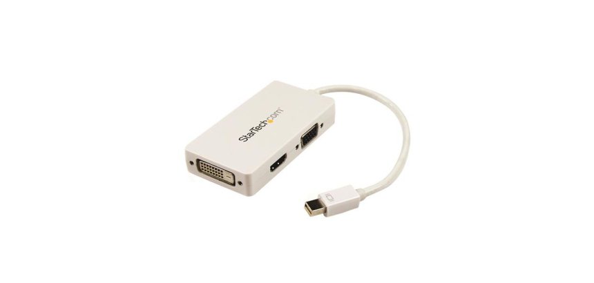 StarTech.com Adaptateur de voyage Mini DisplayPort vers VGA / DVI / HDMI - Convertisseur vidéo 3-en-1 - Blanc