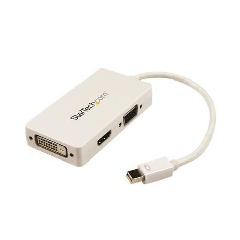 StarTech.com Adaptador Conversor de Mini DisplayPort a VGA DVI o HDMI - Convertidor A/V 3 en 1 para viajes - Blanco