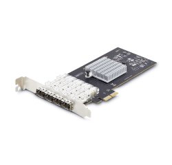 StarTech.com Scheda di rete SFP GbE a 4 porte, PCIe 2.0 x2 (compatibile x4, x8, x16), Controller Intel I350-AM4 4x 1GbE, 1000BASE rame/fibra ottica, NIC Gigabit Ethernet per desktop/server - Windows e Linux
