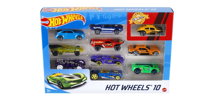 Hot Wheels Set of 10 1:64 Scale Toy Trucks and Cars for Kids & Collectors