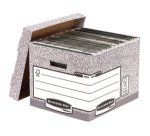 Caisse standard bankers box l40,4 x h29,2 x p33,5 cm montage automatique carton recyclé gris blanc