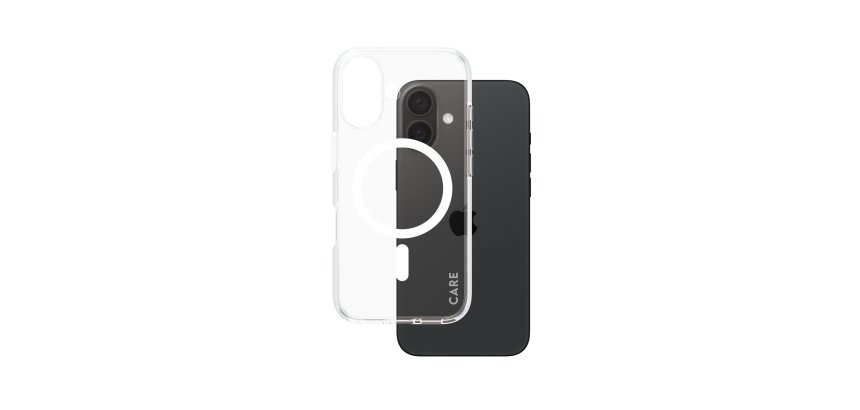 PanzerGlass CARE™ by ® Urban Combat Case Transparent w. White MagSafe iPhone 16 mobiele telefoon behuizingen Hoes Transparant