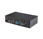 StarTech.com Switch KVM DisplayPort 2 Ports - 8K 60H/4K 144Hz, Écran Unique, DisplayPort 1.4, 2 Ports USB 3.0, 4x USB 2.0 HID, Commutateur KVM, Commutation par Bouton-Poussoir, Conforme TAA - Indépendant de l'OS