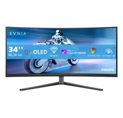 Philips Evnia 34M2C6500/00 computer monitor 86,4 cm (34") 3440 x 1440 Pixels Wide Quad HD QD-OLED Grijs