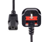 StarTech.com Câble d'Alimentation pour PC de 3m, 18AWG, BS 1363 vers C13, 10A 250V, Cordon d'Alimentation de Remplacement Noir, Cordon d'Alimentation Britannique, Câble d'Alimentation pour PC