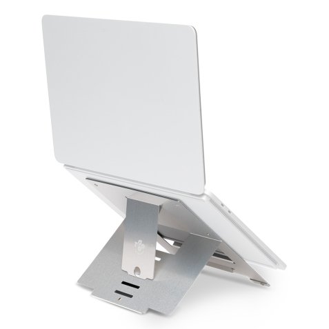 R-Go Tools Soporte para portátil R-Go Riser Flexible, elevador plegable ajustable para portátil, ergonómico, aluminio Hylite, plata