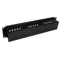 StarTech.com Goulotte Horizontale de Gestion des Câbles pour Rack de Serveur 2U avec Couvercle - Panneau de Chemin de Câbles pour Rack de Réseau 19" - Goulotte à Fentes pour Câbles