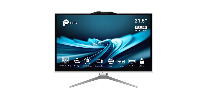 MSI Pro AP222T 14M-623EU Intel® Pentium® Gold G7400 54,6 cm (21.5") 1920 x 1080 Pixeles Pantalla táctil PC todo en uno 8 GB DDR4-SDRAM 128 GB SSD Windows 11 Pro Wi-Fi 5 (802.11ac) Blanco