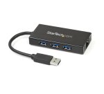StarTech.com Hub USB 3.0 (5Gbps) portable à 3 ports avec câble intégré plus Gigabit Ethernet - Aluminium