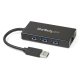 StarTech.com Hub USB 3.0 de Aluminio con Cable - 5Gbps - Concentrador de 3 Puertos USB con Adaptador de Red Ethernet Gigabit