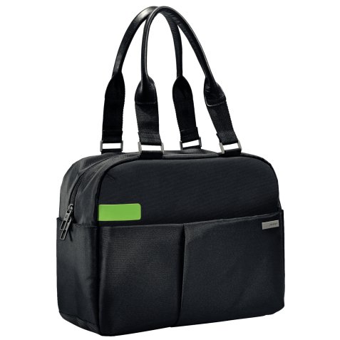 Sacoche shopper leitz smart traveller ordinateur portable 13.3\" polyester cuir 380x290x160mm pochette arrière noir