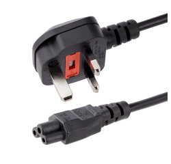 StarTech.com Cable de 1m de Alimentación para Portátiles, Enchufe BS1363 a C5, 2,5A 250V, 18AWG, Cable para Cargador, Cable Hoja de Trébol Mickey Mouse, Adaptador para Reino Unido, UL