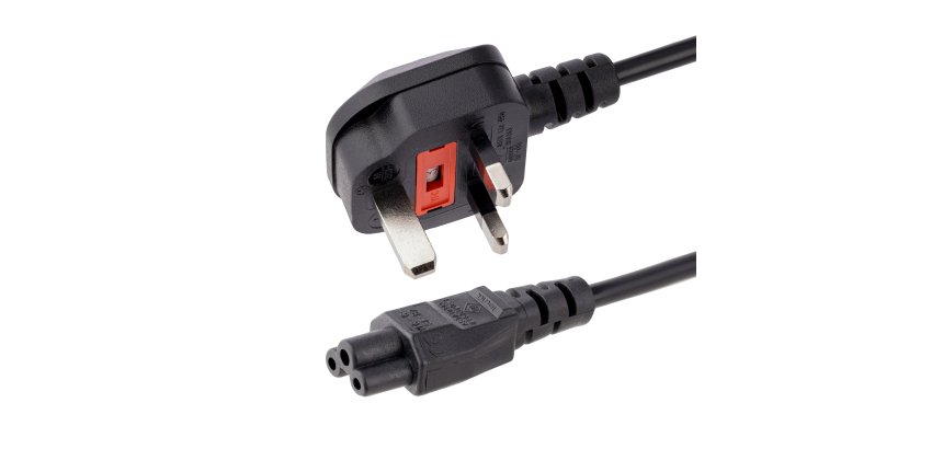 StarTech.com Cable de 1m de Alimentación para Portátiles, Enchufe BS1363 a C5, 2,5A 250V, 18AWG, Cable para Cargador, Cable Hoja de Trébol Mickey Mouse, Adaptador para Reino Unido, UL