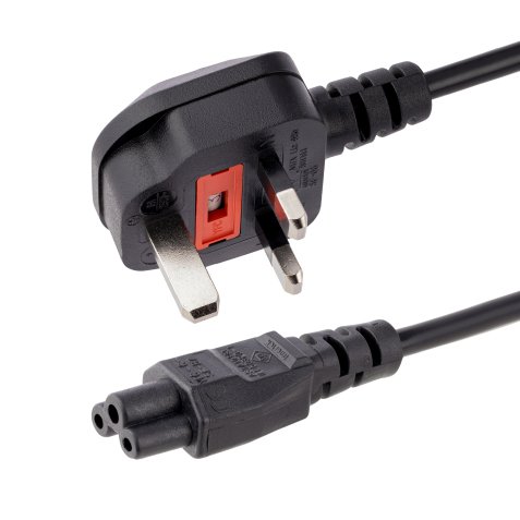 StarTech.com Cable de 1m de Alimentación para Portátiles, Enchufe BS1363 a C5, 2,5A 250V, 18AWG, Cable para Cargador, Cable Hoja de Trébol Mickey Mouse, Adaptador para Reino Unido, UL