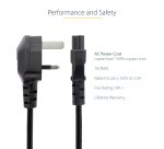 StarTech.com 6ft (2m) UK Laptop Power Cable, BS 1363 to C5 (Clover Leaf), 2.5A 250V, 18AWG, UK Laptop Replacement Cord, Printer Power Cable, Laptop Charger Cord, Laptop Power Brick Cord