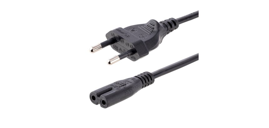 StarTech.com Cable de 1m de Alimentación para Portátiles, Enchufe UE a C7, 2,5A 250V, 18AWG, Cable de Repuesto para Cargador de Portátiles, Cable para Impresoras, Cable para Europa, UL