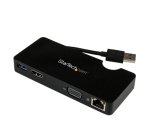 StarTech.com Mini station d’accueil USB 3.0 universelle pour ordinateur portable avec HDMI ou VGA, Gigabit Ethernet, USB 3.0