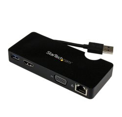 StarTech.com Mini station d’accueil USB 3.0 universelle pour ordinateur portable avec HDMI ou VGA, Gigabit Ethernet, USB 3.0