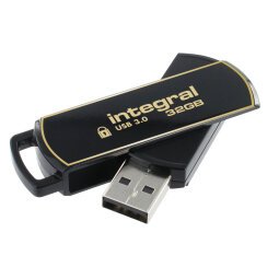 Integral 32GB Secure 360 Encrypted USB 3.0 lecteur USB flash 32 Go USB Type-A 3.2 Gen 1 (3.1 Gen 1) Noir, Or