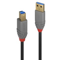 Lindy 36742 cavo USB USB 3.2 Gen 1 (3.1 Gen 1) 2 m USB A USB B 5 Gbit/s Nero, Grigio