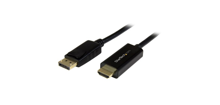 StarTech.com 6.6ft (2m) DisplayPort to HDMI Cable - 4K 30Hz - DisplayPort to HDMI Adapter Cable - DP 1.2 to HDMI Monitor Cable Converter - Latching DP Connector - Passive DP to HDMI Cord