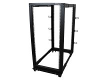 StarTech.com Rack Serveur Mobile 25U 4 Poteaux, Rack Réseau 19" 4 Poteaux avec Roulettes, Rack Roulant avec Profondeur Ajustable pour PC/AV/Données/Informatique - Roulettes, Pieds de nivellement ou Fixation au Sol