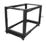 StarTech.com Rack Serveur Mobile 12U 4 Poteaux, Rack Réseau 19" 4 Poteaux avec Roulettes, Rack Roulant avec Profondeur Ajustable pour PC/AV/Données/Informatique - Roulettes, Pieds de nivellement ou Fixation au Sol