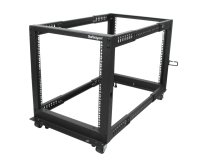 StarTech.com Rack Serveur Mobile 12U 4 Poteaux, Rack Réseau 19" 4 Poteaux avec Roulettes, Rack Roulant avec Profondeur Ajustable pour PC/AV/Données/Informatique - Roulettes, Pieds de nivellement ou Fixation au Sol