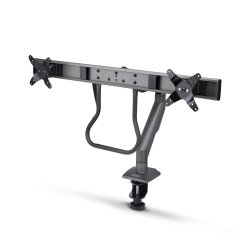 StarTech.com Desk Mount Dual Monitor Arm with Crossbar, Up To 27" Displays, VESA 75x75/100x100, Max 33lb/15kg, C-Clamp, Fully Articulating, Mechanical Spring, TAA