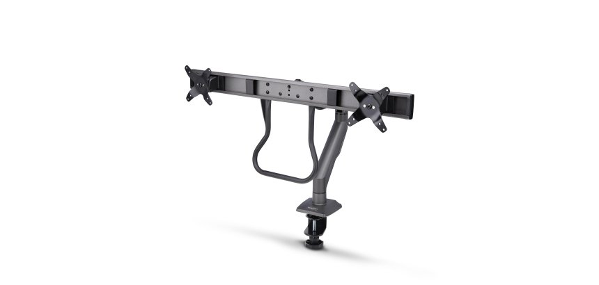 StarTech.com Bras pour Double Moniteur avec Barre Transversale, Écrans Jusqu'à 27", VESA 75x75/100x100, Max 15kg, Pince en C, Entièrement Articulé, Ressort Mécanique, TAA