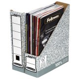 Porte-revues dos 8 cm pour format A4, carton recyclé Gris/Blanc