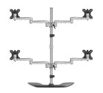 StarTech.com Desktop Quad Monitor Stand - Ergonomic VESA 4 Monitor Arm (2x2) up to 32" (17.6lb/8kg) - Free Standing Articulating Universal Pole Mount - Height Adjustable/Tilt/Swivel/Rotate - Silver