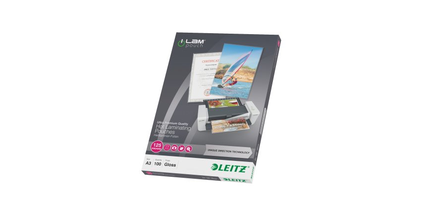 Leitz iLAM Ultra-premium Glossy A3 Laminating Pouches with UDT, 125 microns, Pack of 100