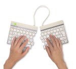 R-Go Tools Clavier ergonomique R-Go Split Break avec logiciel de pause, clavier ergonomique divisé, AZERTY (FR), bluetooth, blanc