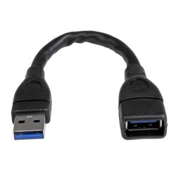 StarTech.com USB 3.0 Verlängerungskabel 15cm - Stecker/ Buchse - Schwarz