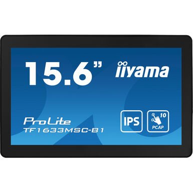 iiyama ProLite TF1633MSC-B1 computer monitor 39,6 cm (15.6") 1920 x 1080 Pixels Full HD Touchscreen Zwart