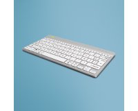 R-Go Tools Clavier ergonomique R-Go Compact Break, clavier compact avec logiciel de pause,AZERTY (FR), Bluetooth, blanc